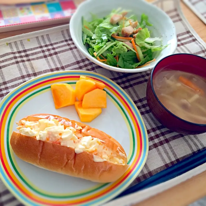 野菜多めな朝ごパン|ちーさん