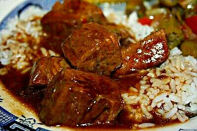 I Cooked Beef Tips With Rice & Gravy 😆 With My Favorite Okra & Tomato 🍅 💚 🍅 #Beef #Rice #Vegetable|Alisha GodsglamGirl Matthewsさん