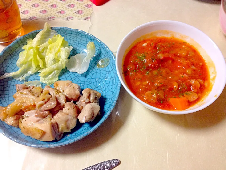 ミネストローネ❤︎鶏肉のハーブレモン焼き|京免夕李子さん