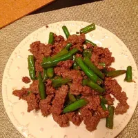 Snapdishの料理写真:豆角炒肉|一人份的晚餐さん