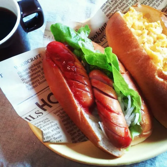 日曜日の朝ごパン　普通のホットドッグ|毎朝５時ラーⅡさん