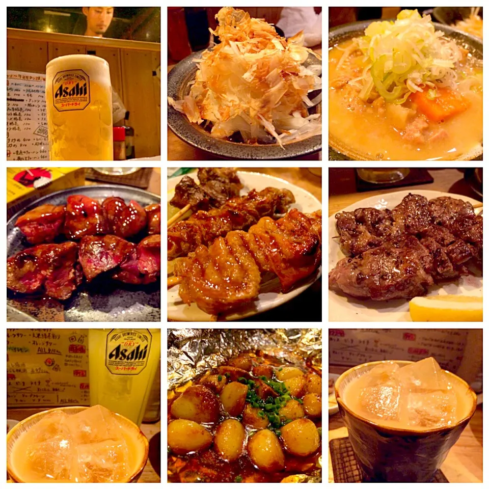 Snapdishの料理写真:Yakitori🍻焼鳥(ﾗﾑ肩･ﾚﾊﾞｰ･皮)|🌈Ami🍻さん