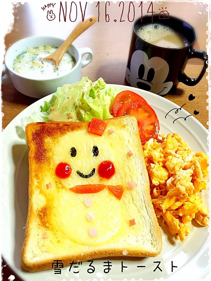 Snapdishの料理写真:雪だるまトースト(*´∨`*)ﾉ|✰︎miyu✰︎さん