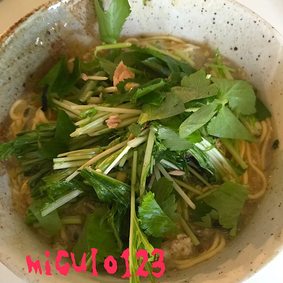 Snapdishの料理写真:わさび茶漬けの素のあんかけラーメン|いつみさん