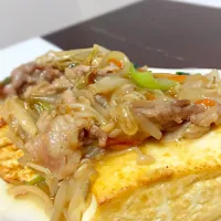 豆腐ステーキ 野菜あんかけ、|ちびいさん