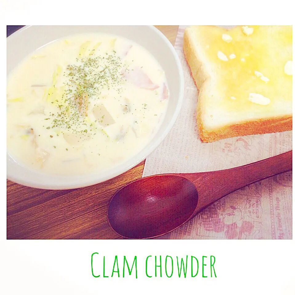 Clam chowder♩ あさりたっぷりクラムチャウダーで朝ごパン|Jessy♡さん