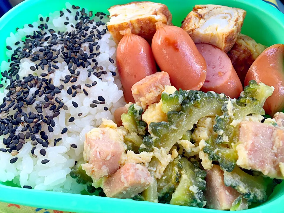 Snapdishの料理写真:Today's Obentou Goya and Spam Itame/今日の愛妻弁当 ゴヤとスパム炒め|Tito Jickain Recososa Jrさん