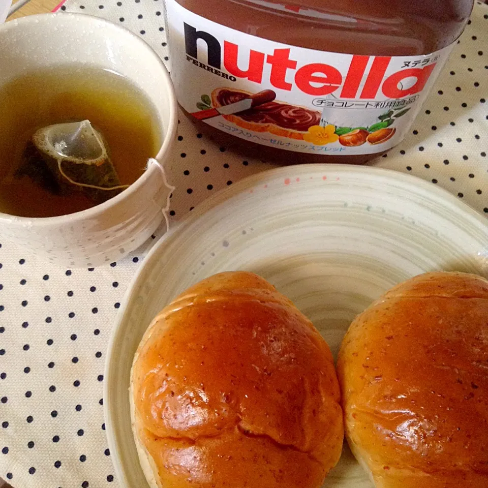 Jasmine tea, pan with nutella|baby celineさん