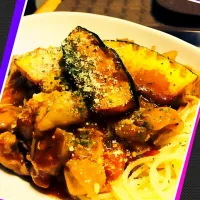 チキンのトマト煮パスタwithパンプキンフライ|ショコラさん