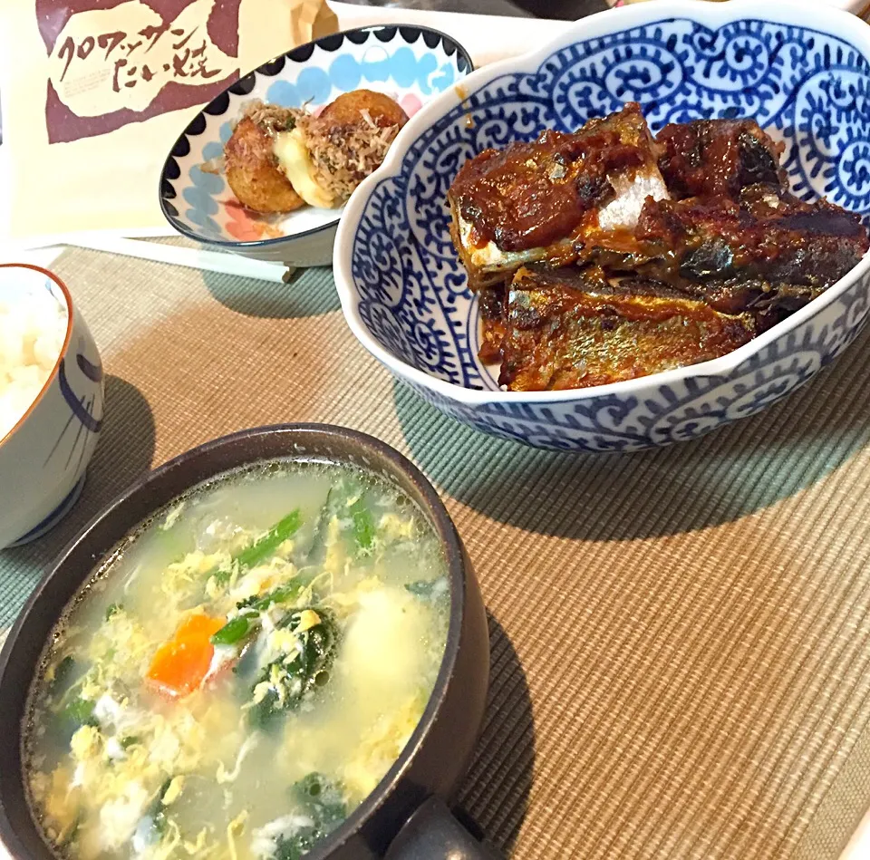 さんまの味噌煮 クロワッサンたい焼きつき♪|zoemocさん