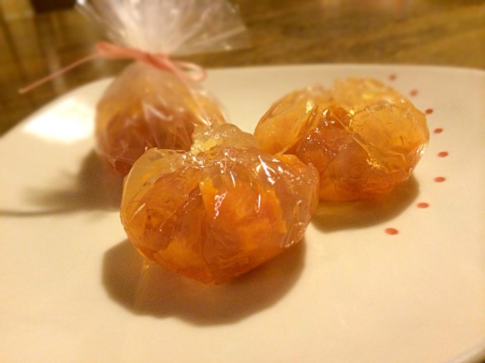 柿の甘煮の寒天茶巾