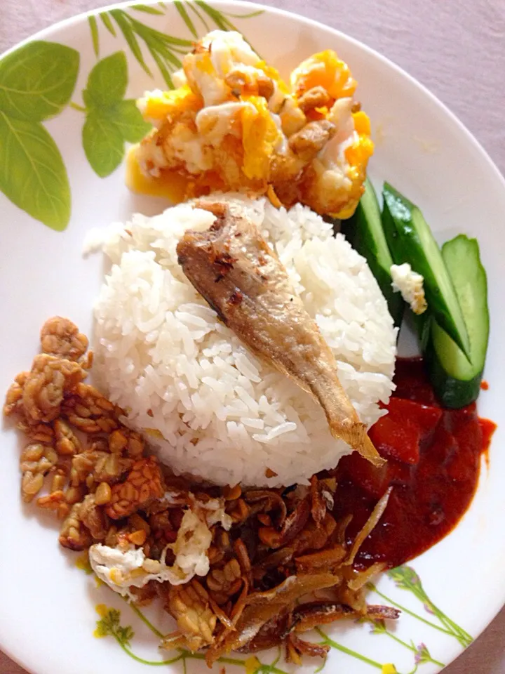 Snapdishの料理写真:Malaysia nasi lemak|adilahさん