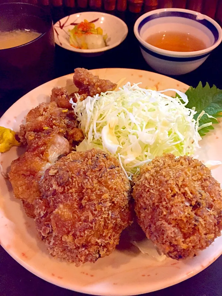 ミックス定食（ばくだん・ねのひ揚げ）|流線形さん