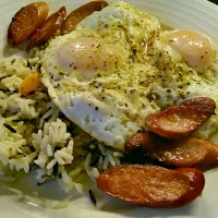 brown & wild rice with carrots, herb fried eggs and chorizo #Breakfast/Brunch|Tricia Bouttéさん