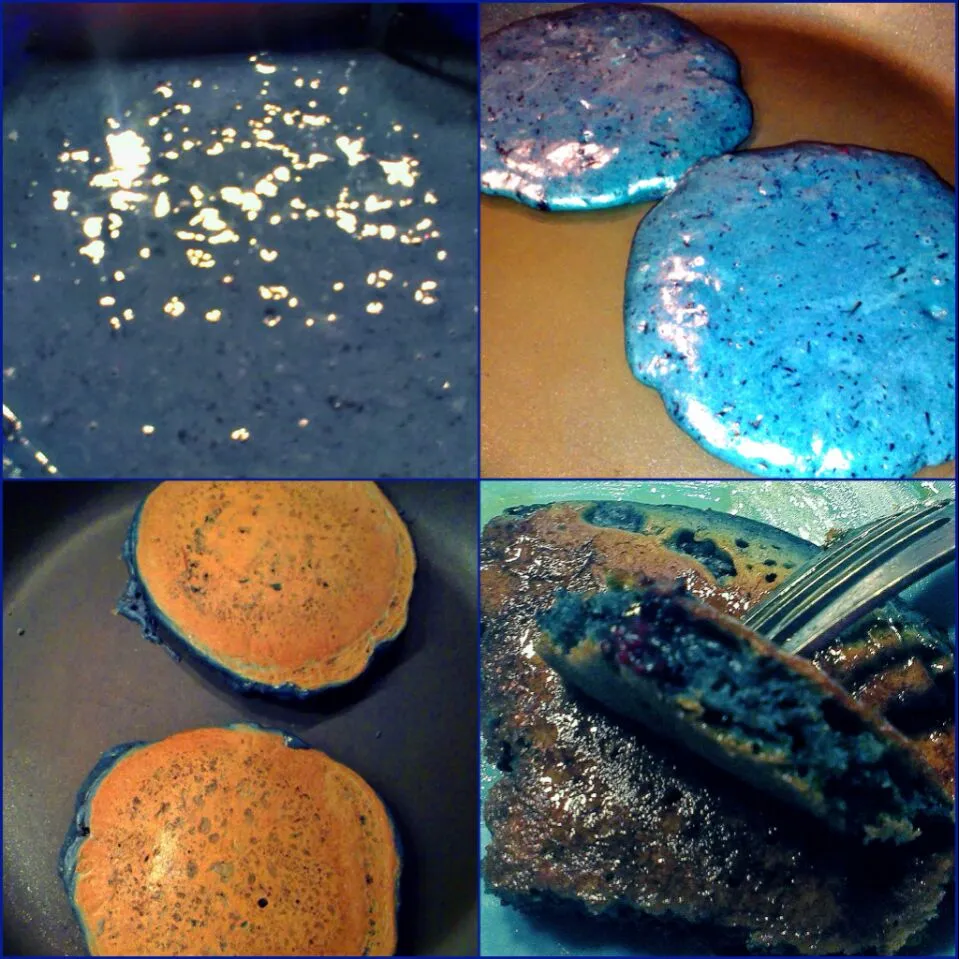 TRUE BLUE blueberry pancakes!! Beautiful! 😘 #pancake|Tricia Bouttéさん