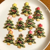 Snapdishの料理写真:迷彩柄クリスマスツリーのアイシングクッキー|sakuraさん