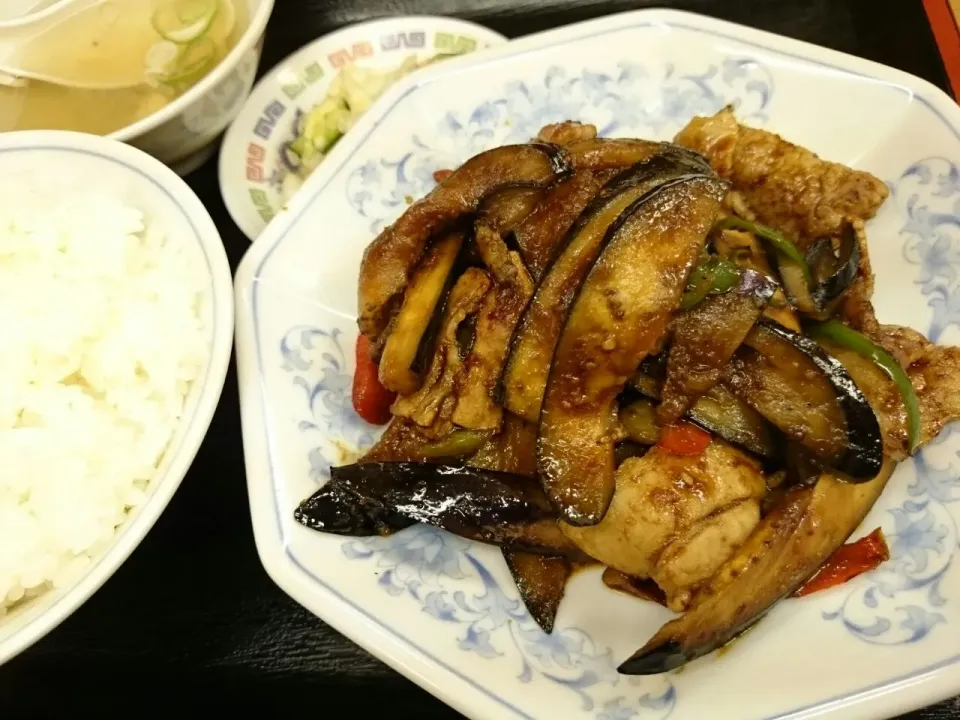 ナスと豚肉の味噌炒め定食|ツツカメさん