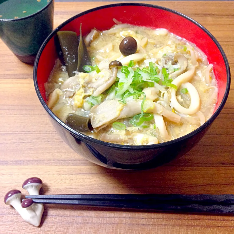 夕餉 〜卵とじキノコうどん〜|えり(ぼちぼち)さん