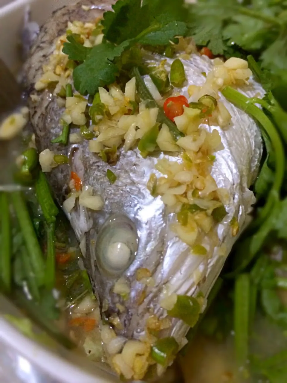 Snapdishの料理写真:ปลากระพงนึ่งมะนาว steam fish with lime spicy source|PJさん