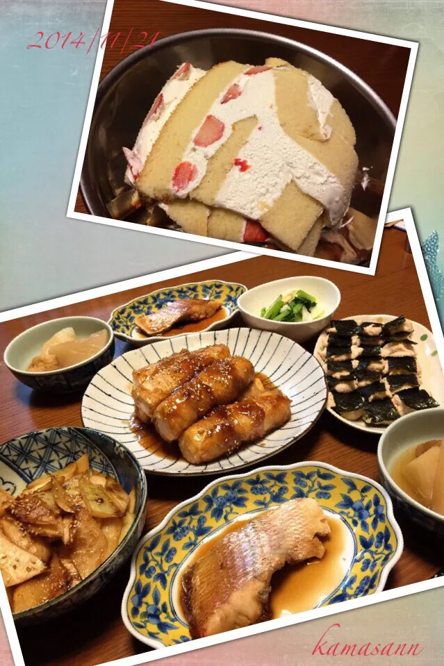 肉巻き豆腐の照り焼き♪連子鯛の煮付け🐟など…|かまさん