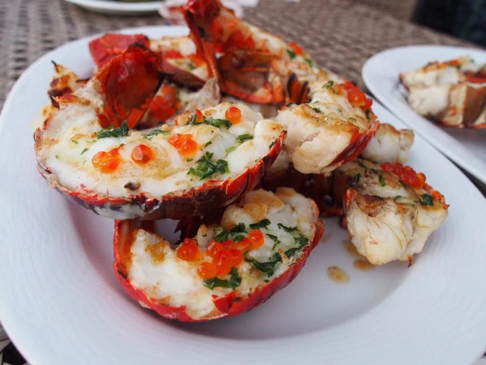 Snapdishの料理写真:BBQ lobster tails with mentaiko and home made garlic butter|joさん