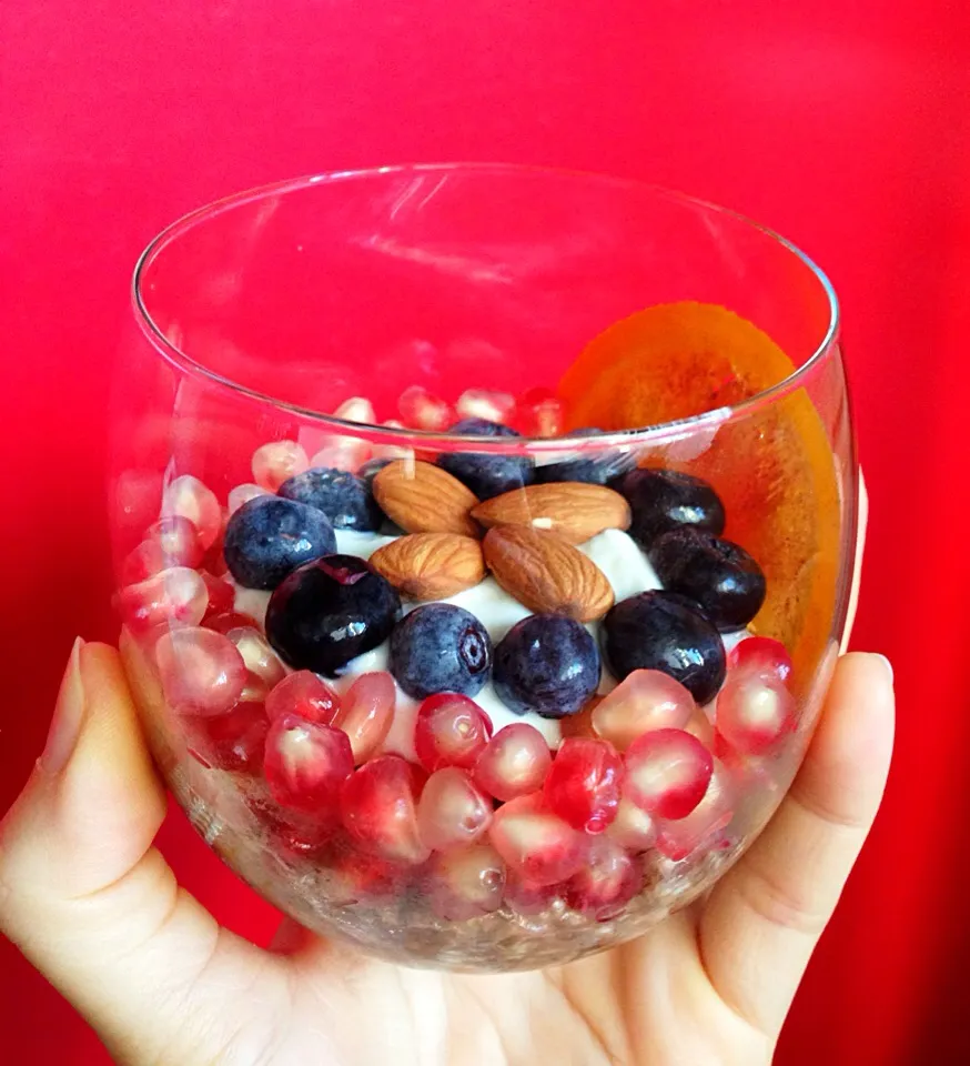 Snapdishの料理写真:Overnight chocolate oats with fruits for brekkie|coxiella24さん