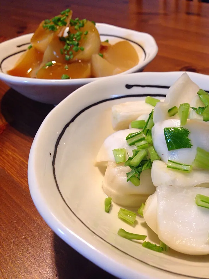 11/22の晩飯 かぶの浅漬けと餡掛け|yoneさん