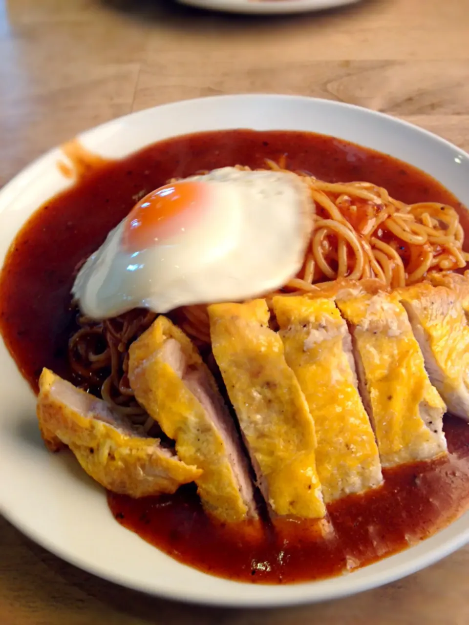 あんかけスパ！ポークピカタリングのせ|あくびさん