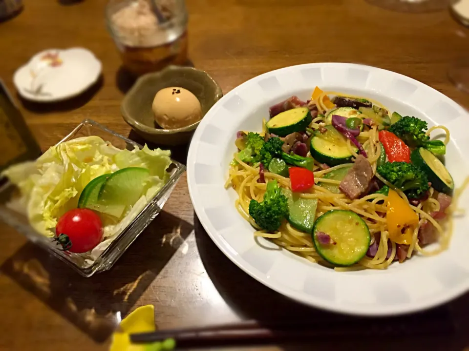 Snapdishの料理写真:色々野菜のオイルベースパスタ(*^o^*)|Ayaさん