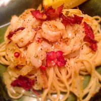 Garlic Shrimp Bacon Pasta|Fumika Bakerさん