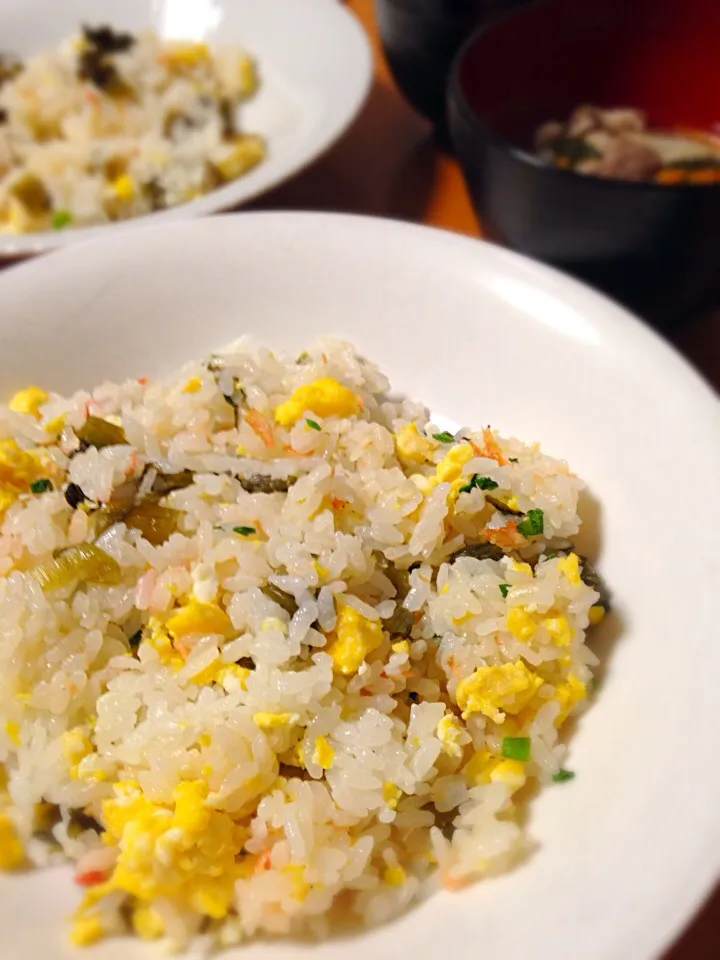 野沢菜炒飯 と 信州味噌で豚汁|じゅんこっこさん