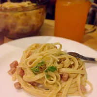 Snapdishの料理写真:Carbonara with leftover luncheon meat|Angela Santosさん