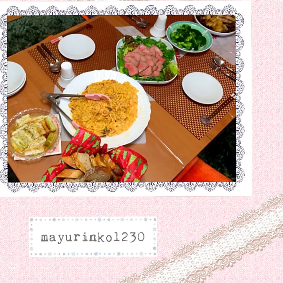 Snapdishの料理写真:アンデルセンのパンと主人作手打ちパスタのディナー☆|em12415さん