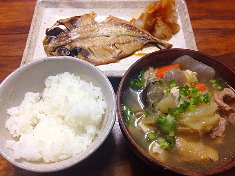 おはようございます☀️けんちん汁 鯵の干物の朝食|K N 3さん