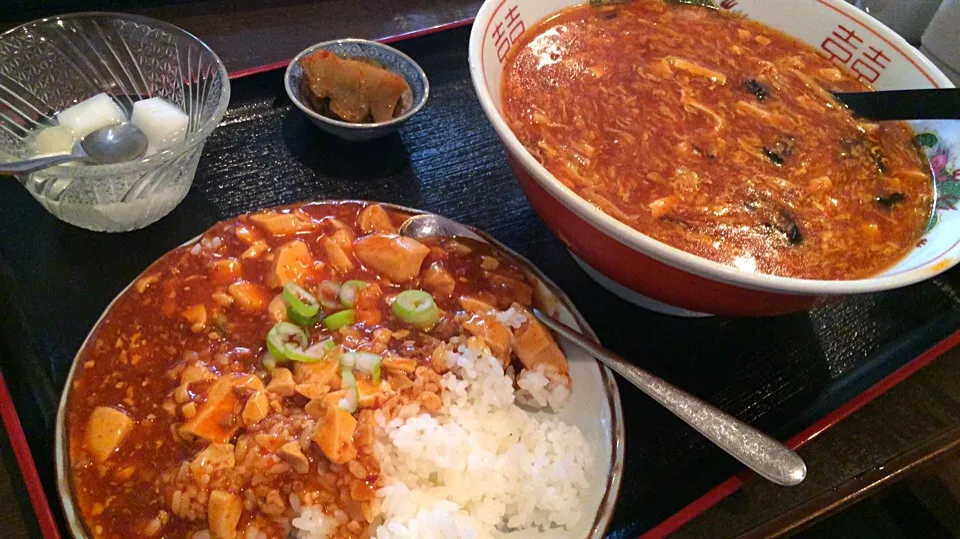 【日替定食】スーラータンメンと小麻婆豆腐丼を頂きました。|momongatomoさん