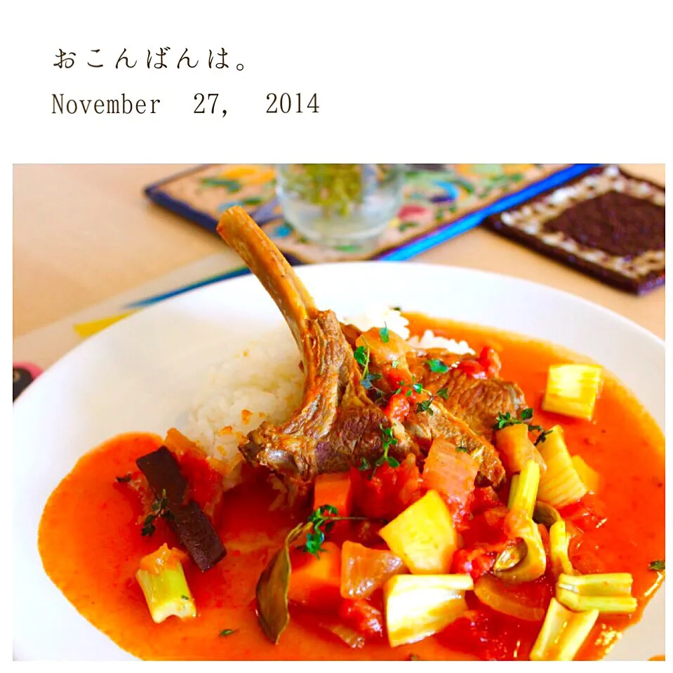 Snapdishの料理写真:モッロコ風ラムのトマト煮|yasuko murakamiさん