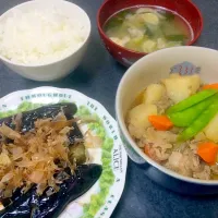 Snapdishの料理写真:肉じゃが  なすの素焼き|erikaさん