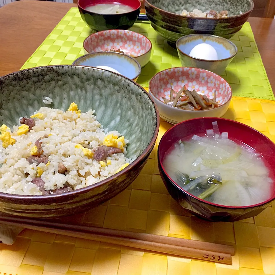 混ぜ込み親子丼の夜ごはん|舐め子さん