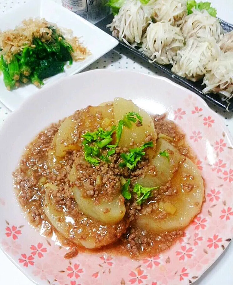 大根のそぼろ餡かけ✨花シュウマイ✨😋|ゆかりさん