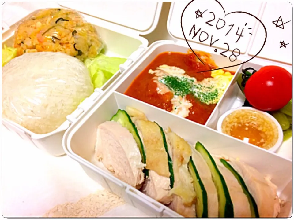 タイ米でトロピカル炒飯&スパイシーカレー&シンガポールチキンライスのアジアンLunch Box ❤︎|Haz Haz ♡さん