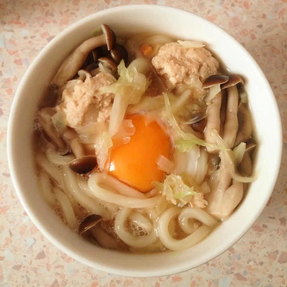 お昼ごはん 鶏団子うどん|はやしさん