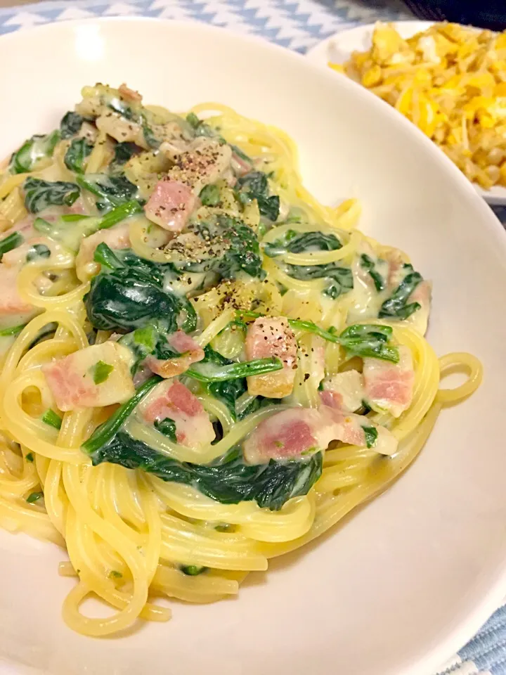 ほうれん草とベーコンのクリームパスタ|naahoさん