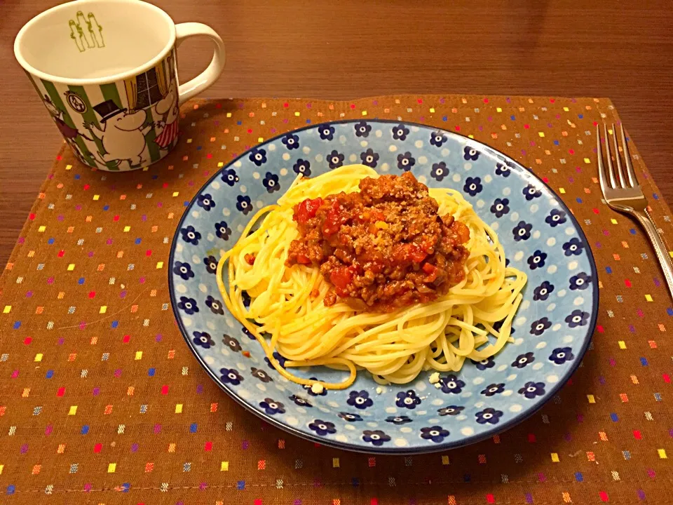 Snapdishの料理写真:ミートソーススパゲッティ🍝|まおさん