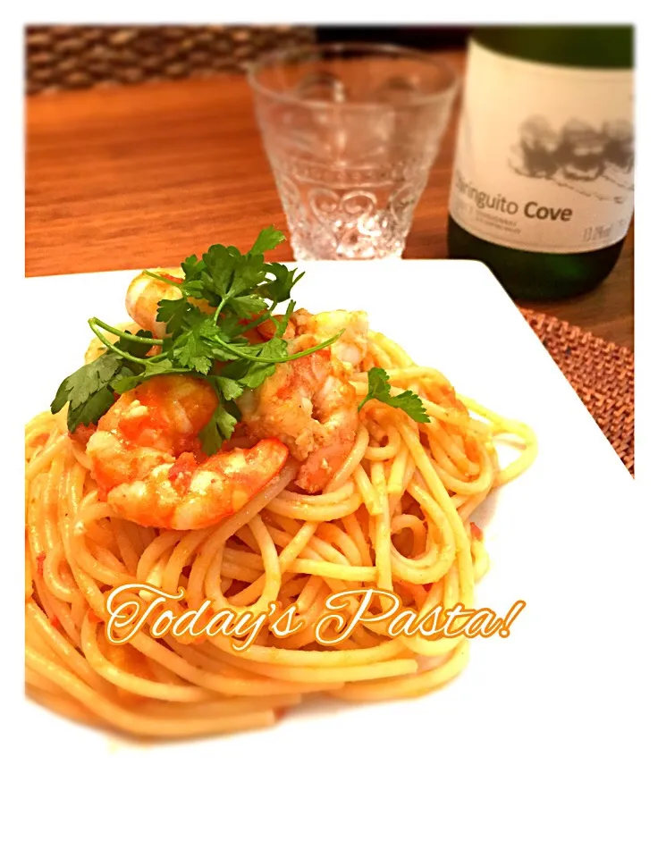 Cedro🍋さんの料理 Linguine con gamberetti e pomodoro  食べるラー油でちょいピリ辛海老トマトパスタ|りまこさん