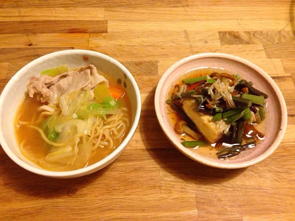 煮込みラーメンと揚げ出し豆腐|chiさん