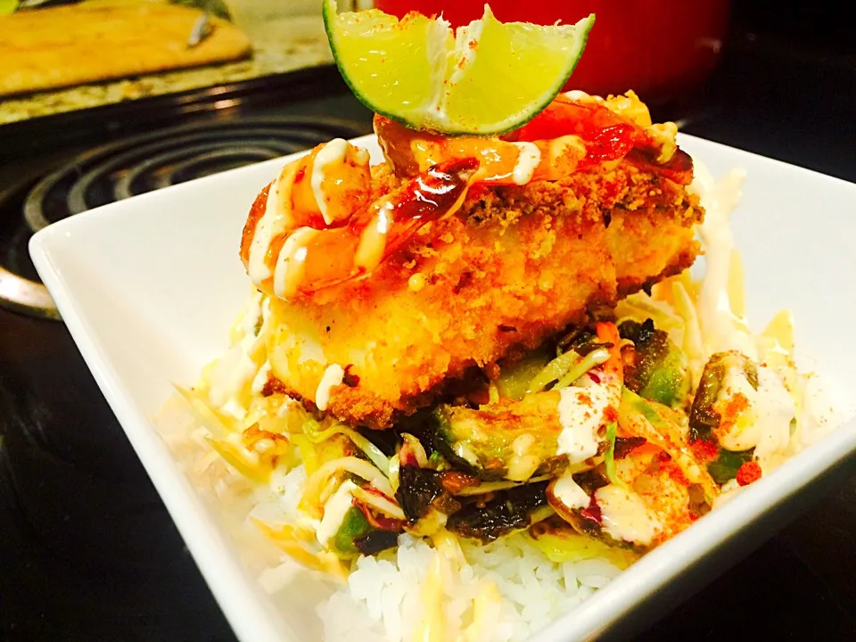 Baked halibut, sweet chili shrimp w/ Brussel sprout salad|Humberto f. gonzalezさん