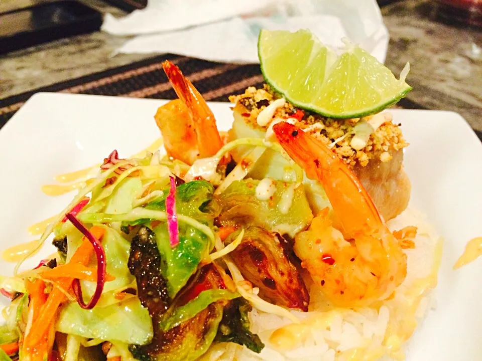 Baked halibut, sweet chili shrimp w/ Brussel sprout salad|Humberto f. gonzalezさん