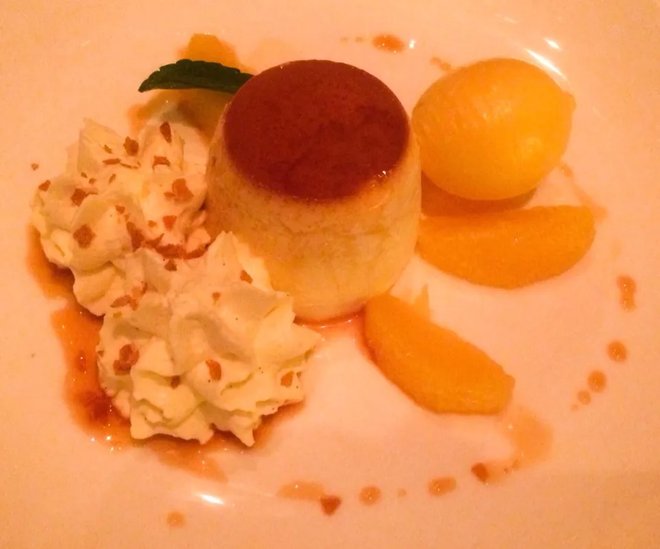 Flan and Mandarin Orange Sorbet from Jaleo|sooprcoolchicaさん