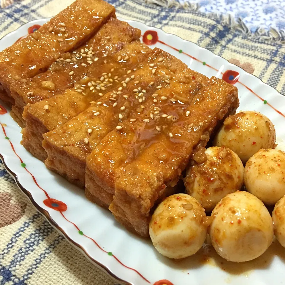 厚揚げとうずらの卵のコチュジャン煮|kokoさん