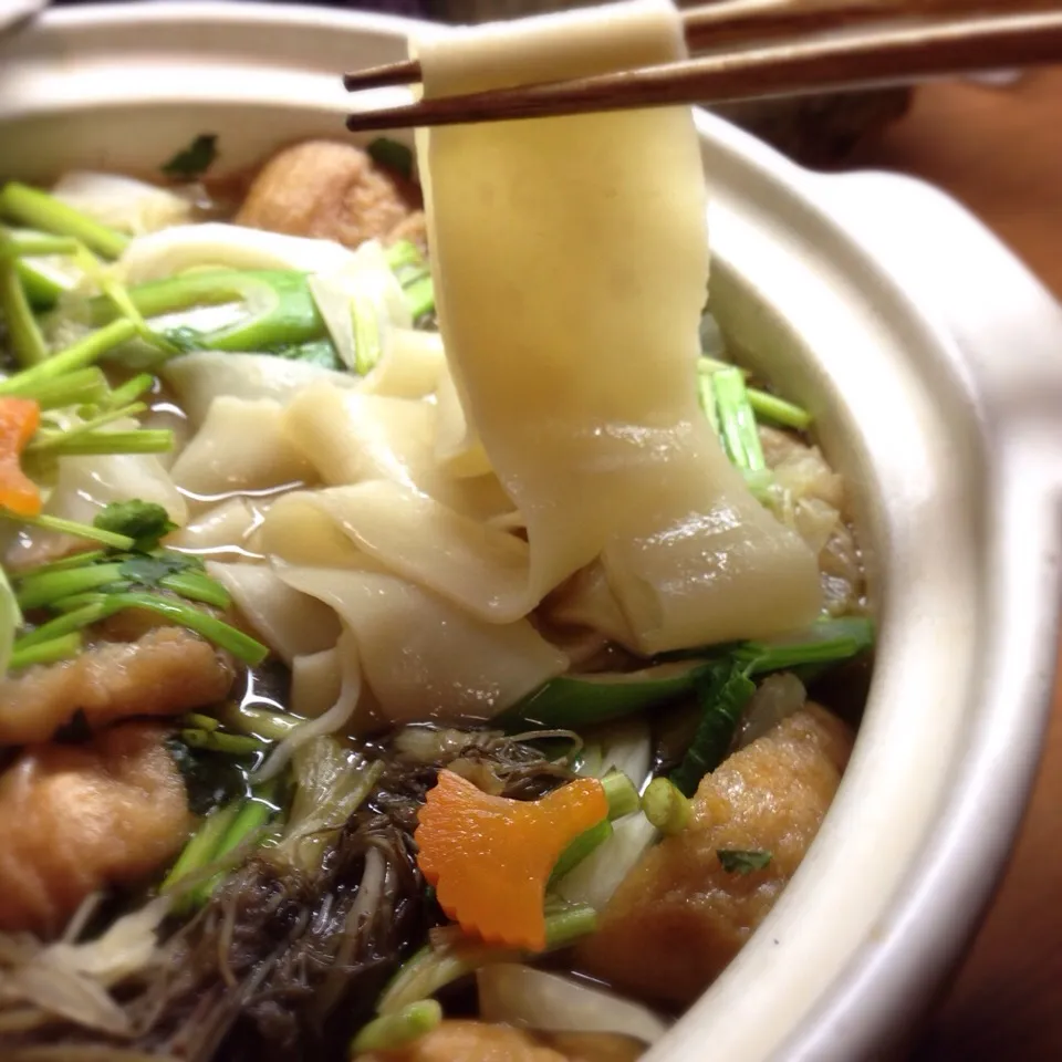 あやちゃんに頂いた宮城の食材で ひもかわうどん|まちまちこさん